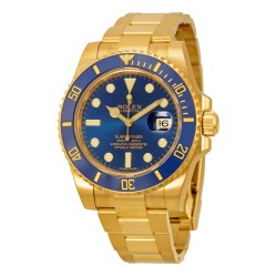 Submariner Blue Dial 18K Yellow Gold Oyster Bracelet Automatic Men's Watch 116618BLSO