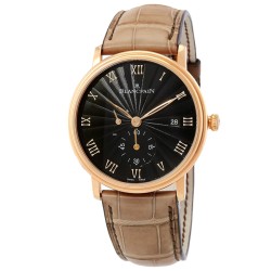 Villeret Stamped Flinque Black Dial Automatic 18 Carat Rose Gold Watch 6606-3630-55B