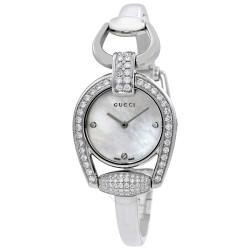 Horsebit Mother of Pearl Diamond Dial Ladies Bangle Watch YA139505