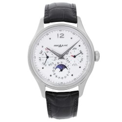Pre-owned Montblanc Heritage Perpetual GMT Automatic White Dial Men's Watch MB119925