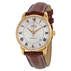 Open Box - Mido Baroncelli Silver Dial Brown Leather Men's Watch M86002218