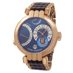 Pre-owned Harry Winston Premier Excenter Time Zone Hand Wind Blue Dial Men's Watch 200-MMTZ39R