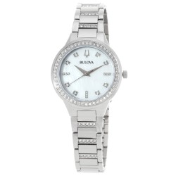 Classic Quartz Crystal White Dial Ladies Watch and Necklace Set 96X162