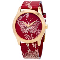 G-Timeless Red Dial Red Leather Watch YA1264054