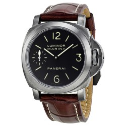 Pre-owned Panerai Luminor Marina Titanio 44Mm Black Dial Men's Watch PAM00177