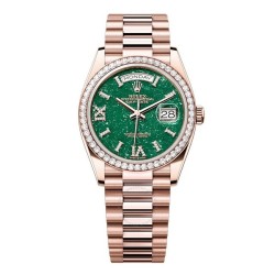 Day-Date Automatic Chronometer Diamond Green Aventurine Dial Unisex Watch 128345RBR-0068