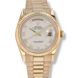 Pre-owned Rolex Day-Date Ivory Pyramid Dial Men's Watch 118238IPRP