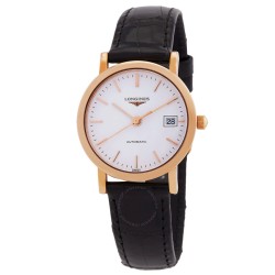 The Longines Elegant Collection White Dial Black Leather Automatic Ladies Watch L4.378.8.12.0
