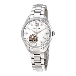 Automatic Diamond Silver Dial Stainless Steel Ladies Watch 96P181