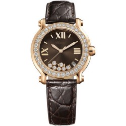Pre-owned Chopard Happy Sport Brown Dial Ladies Watch 277473-5008