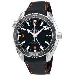 Pre-Owned Omega Planet Ocean GMT Black Dial Rubber Strap Men's Watch 23232442201002