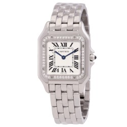 Panthère Medium Model Diamond Silver Dial Watch W4PN0018