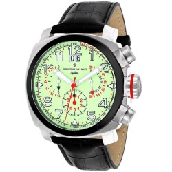Luminous Dial Chronograph Black Leather Men's Watch 3AU1A1P48