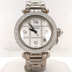 Pre-owned Cartier Pasha Automatic Diamond Silver Dial Ladies Watch 2308