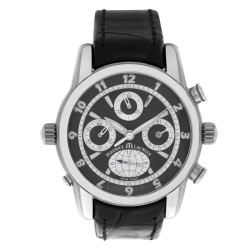 Pre-owned Maurice Lacroix Masterpiece Reveil Globe Chronograph Automatic Black Dial Men's Watch MP6398-SS001-330
