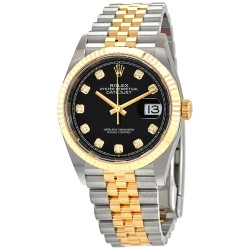 Datejust 36 Black Diamond Dial Men's Stainless Steel and 18kt Yellow Gold Jubilee Watch 126233BKDJ