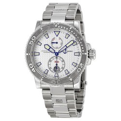 Pre-owned Ulysse Nardin Maxi Marine Diver Chronometer Automatic Silver Dial Stainless Steel Men's Watch 263-33-7