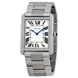 Pre-owned Cartier Tank Solo Pale Silvered Opaline Dial Men's Watch W5200014