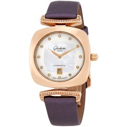 Glashutte Pavonina 18kt Rose Gold White Mother of Pearl Diamond Dial Ladies Watch 1-03-01-08-05-34