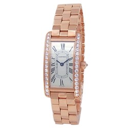 Pre-owned Cartier Tank Americaine Diamond Silver-tone Dial Ladies Watch WJTA0044