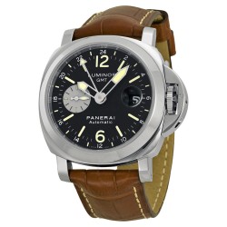 Pre-owned Panerai Luminor Gmt GMT Black Dial Men's Watch PAM00088