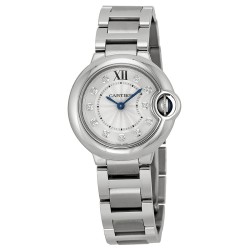 Pre-owned Cartier Ballon Bleu de Cartier Quartz Diamond Silver Dial Ladies Watch WE902073