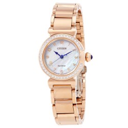 L Mae Diamond White Mother of Pearl Dial Ladies Watch EM1123-89D