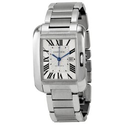 Pre-owned Cartier Tank Anglaise Automatic Silver Dial Men's Watch W5310009