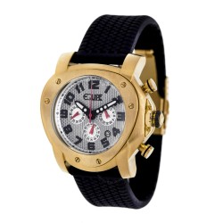 Grille Chronograph Silver Dial Black Rubber Men's Watch E209