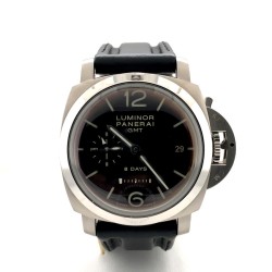 Pre-owned Panerai Luminor 1950 8 Days GMT GMT Black Dial Men's Watch PAM 00233