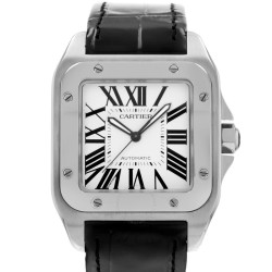 Pre-owned Cartier Santos 100 Automatic Silver Dial Men's Watch W20073X8