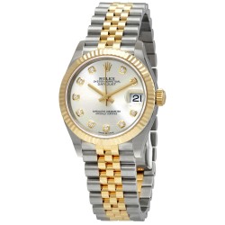 Datejust 31 Silver Diamond Dial Automatic Ladies Steel and 18kt Yellow Gold Jubilee Watch 278273SDJ