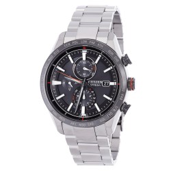 Attesa Perpetual Chronograph Eco-Drive Black Dial Men's Watch AT8189-61E