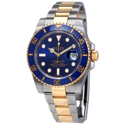 Pre-owned Rolex Submariner Blue Dial Stainless Steel and 18K Yellow Gold Oyster Bracelet Automatic Men's Watch 116613BLSO