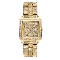 Cristal Quartz Diamond Crystal Gold Dial Ladies Watch