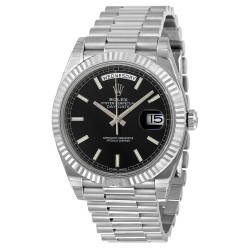 Day-Date 40 Black Dial 18K White Gold President Automatic Men's Watch 228239BKSP