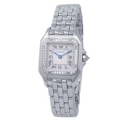 Pre-owned Cartier Panthere Quartz Diamond Silver Dial Ladies Watch WF3091F3