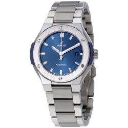 Pre-owned Hublot Classic Fusion Blue Dial Ladies Watch 585.NX.7170.NX