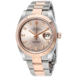 Datejust Sundust Diamond Dial Steel and 18K Everose Gold Men's Watch 126301SNDO