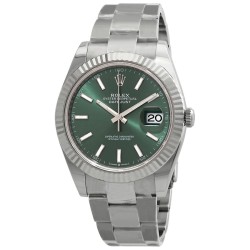 Datejust 41 Mint Green Dial Automatic Men's Steel and White Gold Oyster Watch M126334-0027