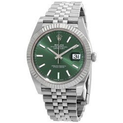 Datejust 41 Mint Green Dial Automatic Men's Steel and White Gold Jubilee Watch M126334-0028