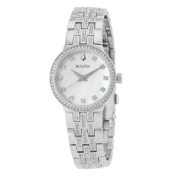 Quartz Crystal White Mother of Pearl Dial Ladies Watch and Necklace Set 96X163