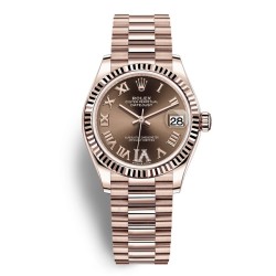 Datejust 31 Automatic 18kt Everose Gold Diamond Chocolate Dial Ladies Watch 278275-0025