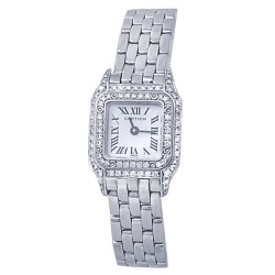 Pre-owned Cartier Mini Panthere Quartz Diamond Silver Dial Ladies Watch WF3210F3