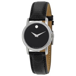 Museum Black Dial Black Leather Strap Ladies Watch 2100004