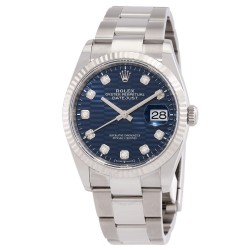 Datejust 36 Bright Blue Fluted-Motif Diamond Dial Automatic Men's Oyster Watch M126234-0058