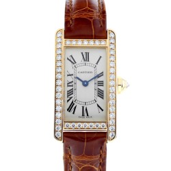 Pre-owned Cartier Tank Americaine Quartz Diamond White Dial Ladies Watch 2503