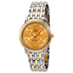 Pre-owned Omega De Ville Prestige Butterfly Champagne Diamond Dial Ladies Watch 424.20.27.60.58.002