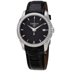 Couturier Black Dial Diamond Ladies Leather Watch T035.210.66.051.00