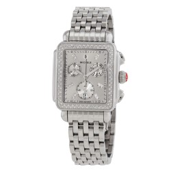 Deco High Shine Chronograph Quartz Diamond Silver Dial Ladies Watch MWW06A000804